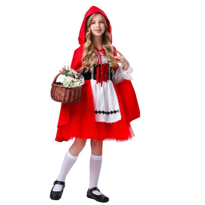 Source Children's Halloween Little Red Riding Hood Costume Fairy Tales Drama Stage Performance Dress