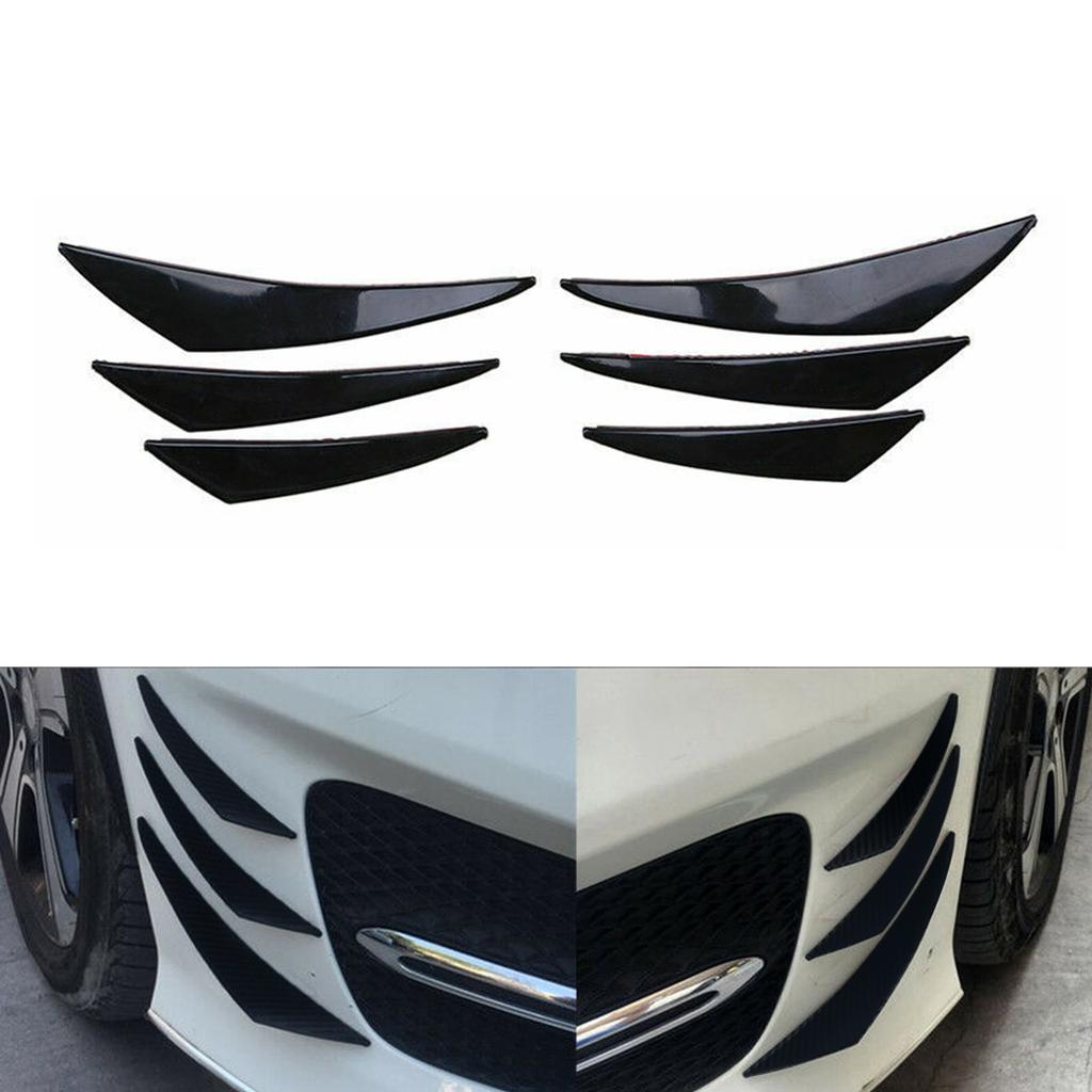 6pcs Universal Gloss Black Car Auto Front Bumper Fins Spoiler Canards Refit