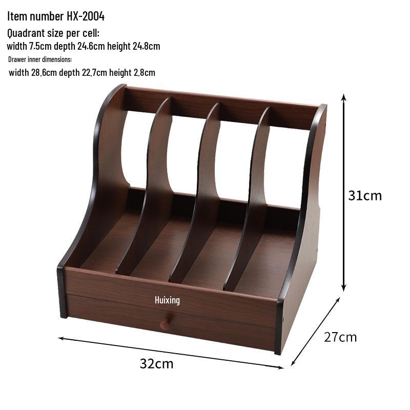 Wooden Desktop File Holder & Vertical Book Stand Organizer