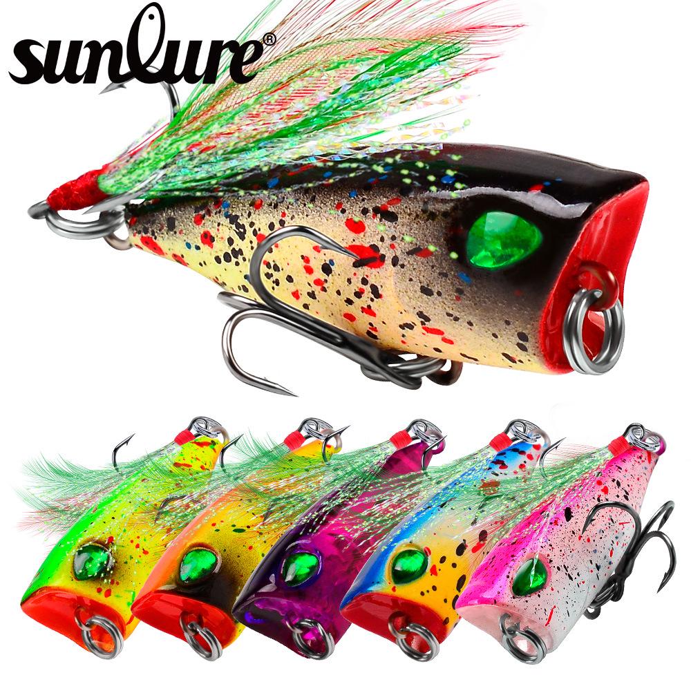 6-Color 4.3cm Mini Feathered Bionic Popper Fishing Lure (4g) DW1059