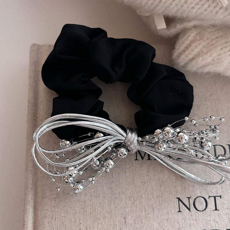 

Высококачественный набор серебряных заколок-бантов для волос с цепочкой из шариков