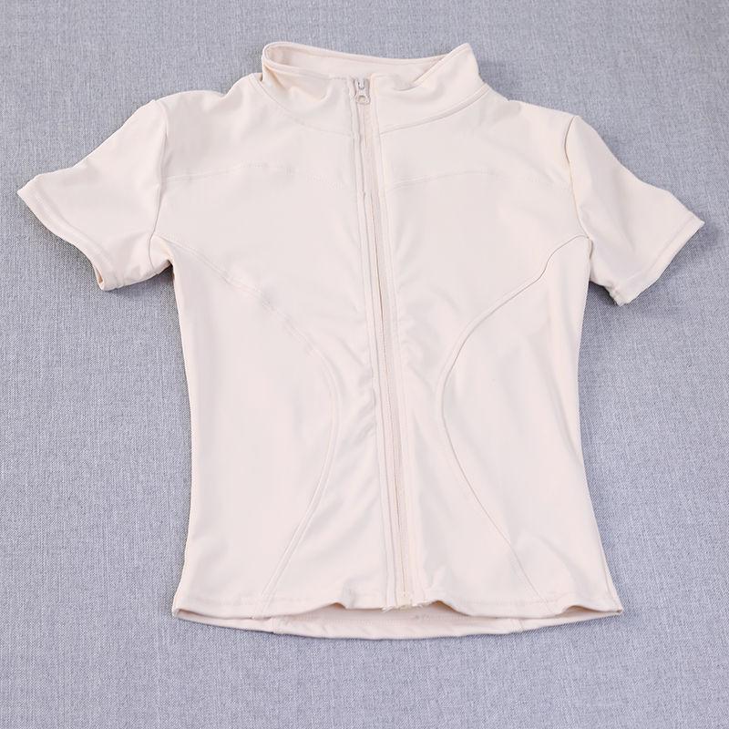 Dámské oblečení Léto Nový přírůstek Slim Fit Tričko Sportovní Krátký rukáv Bunda na zip Profesionální Běh Pilates Fitness Oblečení