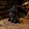Detailed Textured Cat Statue Gothic Witch Hat Black Figurine, 3D Printed Wizard Cloak Kitten Style Home Ornament Statue, Spooky Cute Halloween Desktop