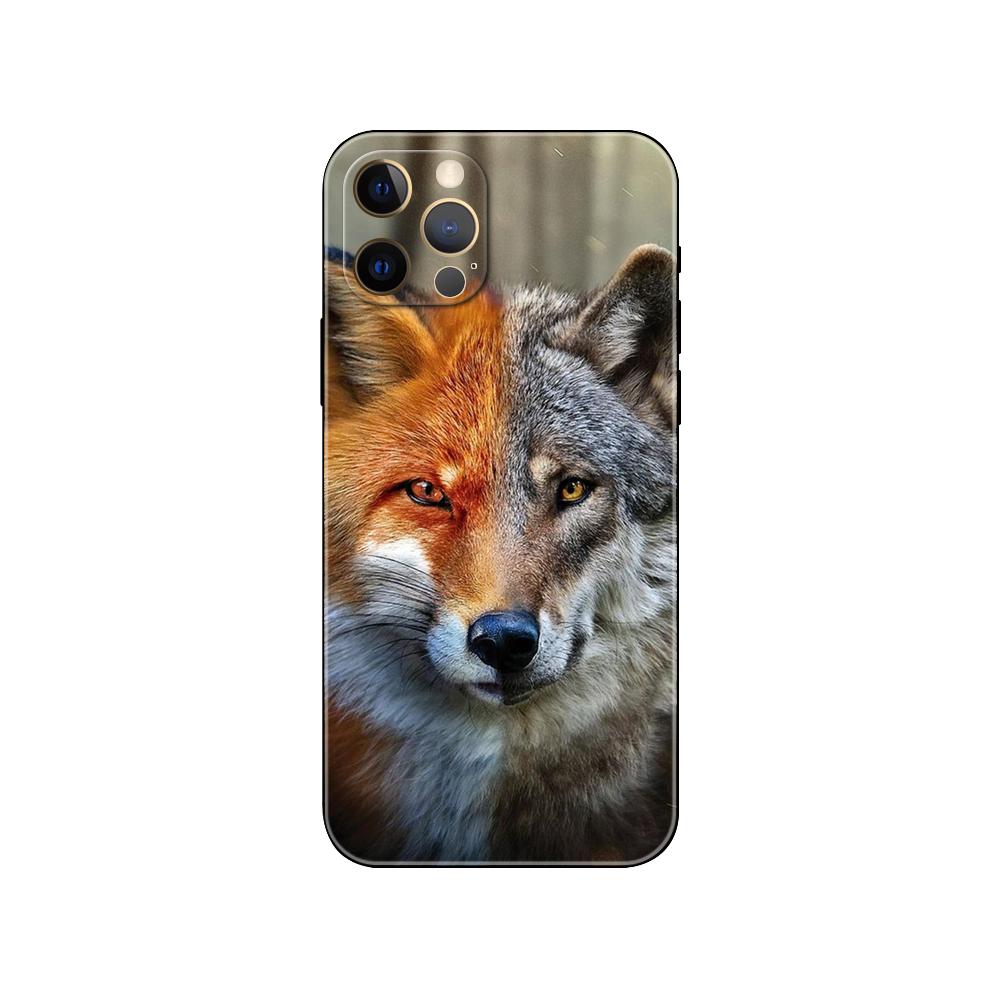 Niedliche Cartoon-Tier Fuchs Handyhülle für iPhone 5 5s 2020se 6 6s 7 8 plus x 10 XR XS 11 12 13 mini pro MAX schwarze TPU-Rückseite