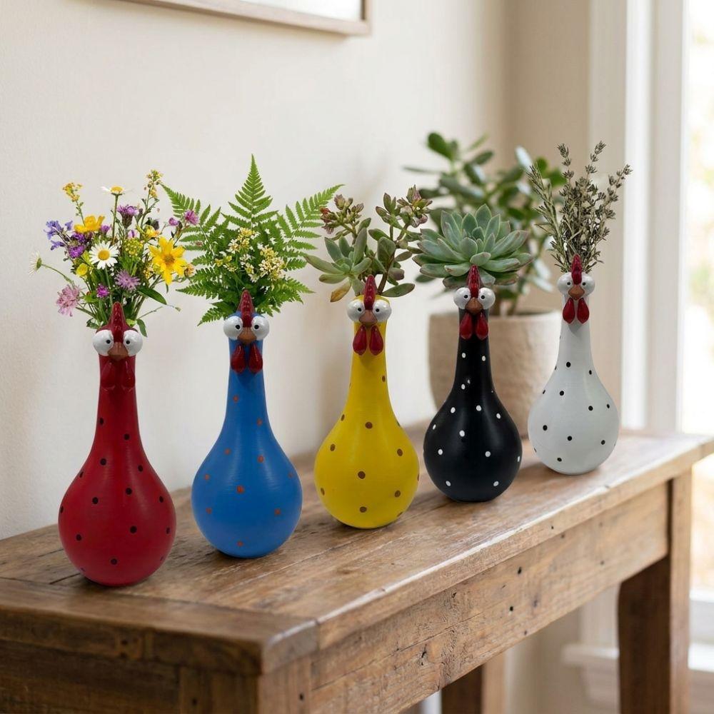 Resin Art Rooster Sculpture Vase Lifelike Flower Vase Ornament  Office Decor