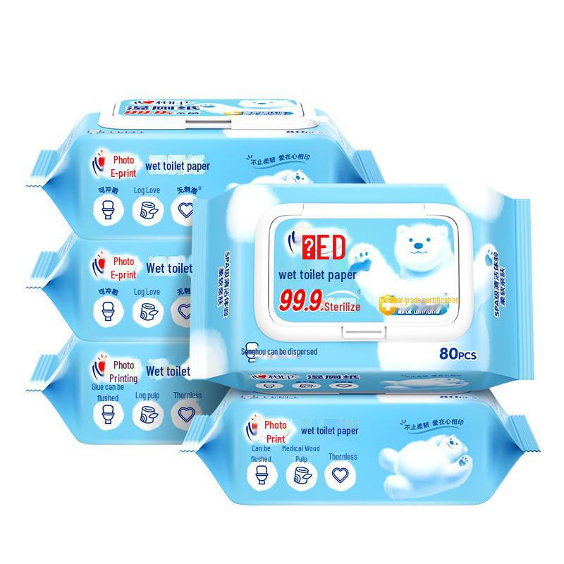 Xinxiangyin milde skyllbare våtservietter - 80 ark, 5 pakker for voksen bruk