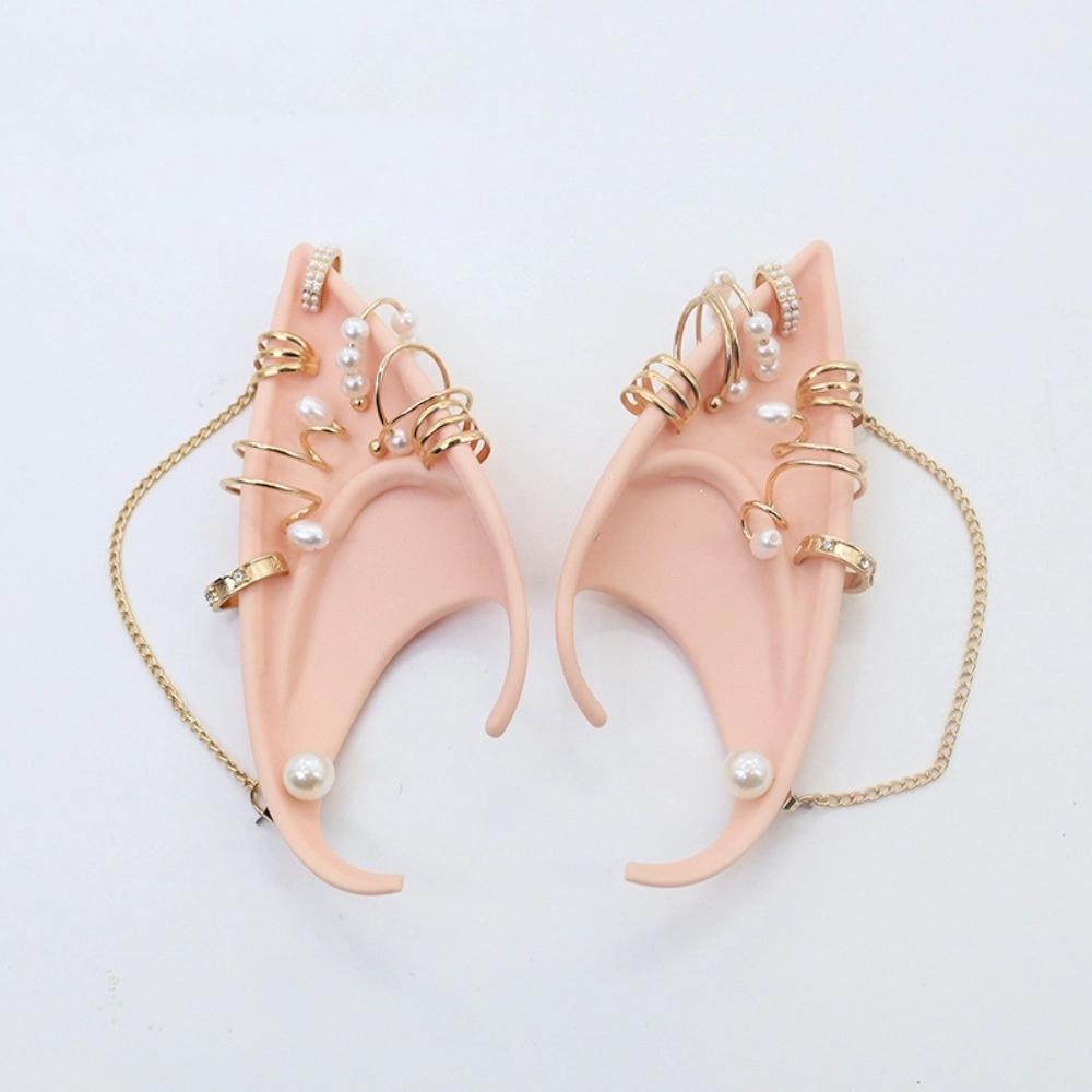 Pearl Zinc Zinc Alloy Halloween False Ears Forest Butterfly Latex Ear Cuff Jewelry  Dress Up