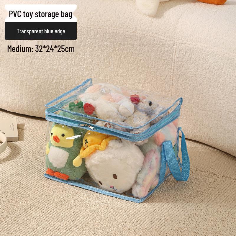 Transparent Plush Toy Storage Box for Dolls & Books, Large Capacity, Waterproof