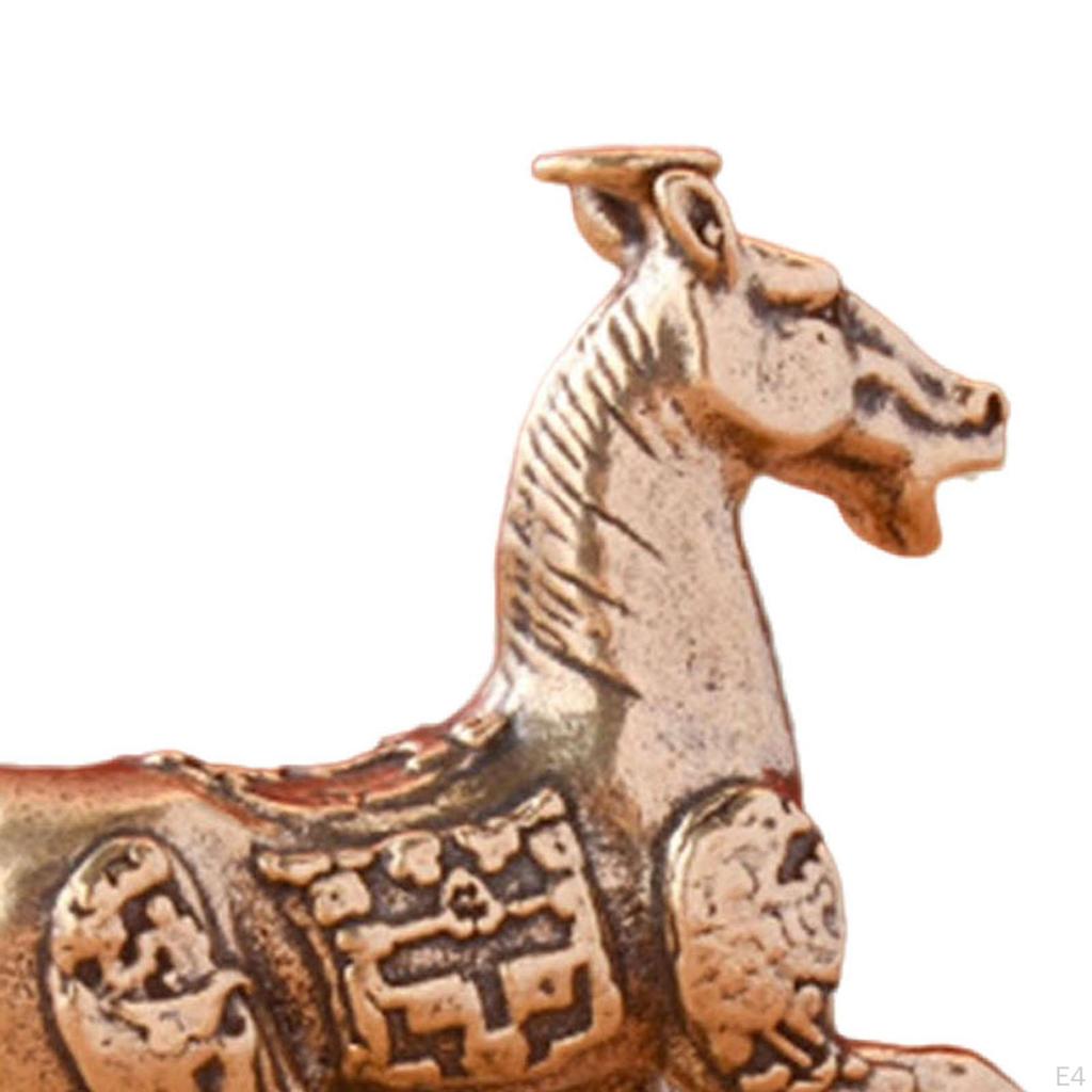Brass Horse Figurine Chinese Feng Shui Small Sculpture for Desk Living Room Home Office