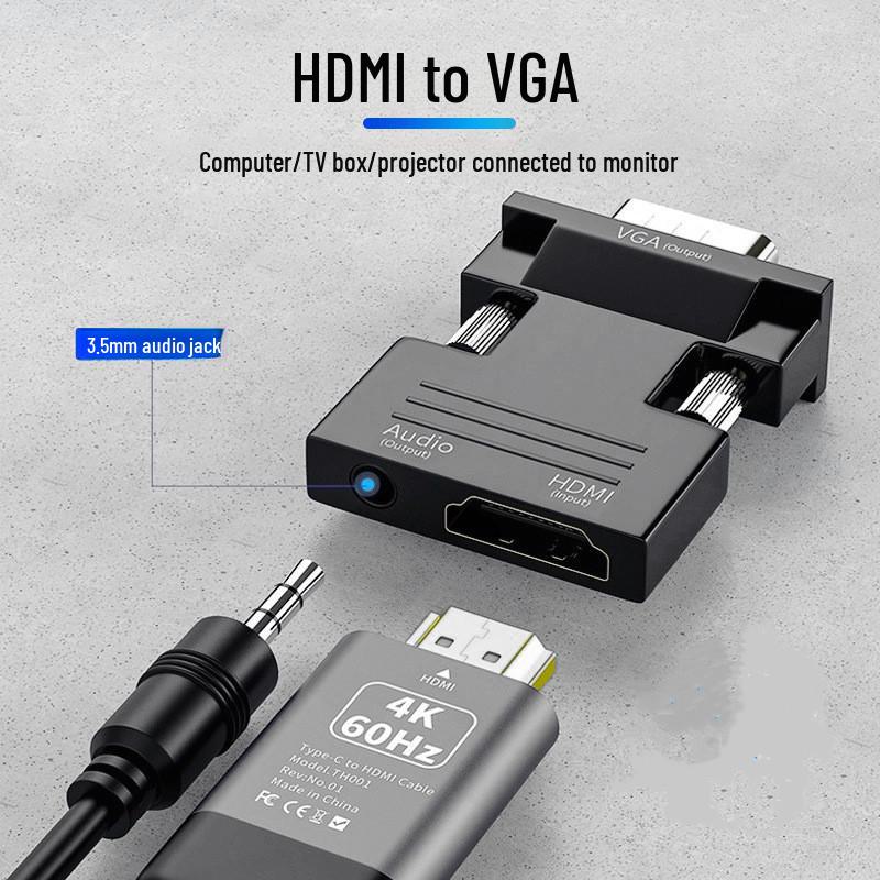 Yushuo HDMI To VGA Converter Cable for Laptops, TVs, and Projectors