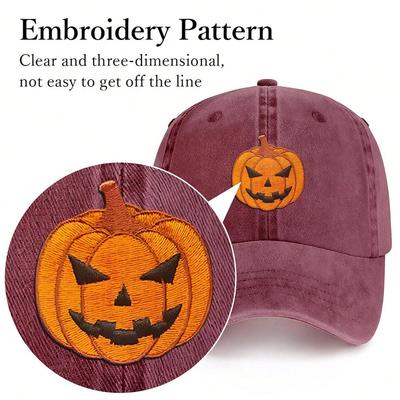 1pc Fashion Cool Pumpkin Embroidery Baseball Cap, Funny Embroidered Trucker Flatbill Hat, Halloween Gifts For Men Women