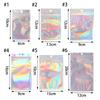 20 Pcs Zip Bags Aluminum Foil Hologram Food Mylar Pouch Small Water Proof Zipper Reclosable Pouches Plastic Self Seal Bag