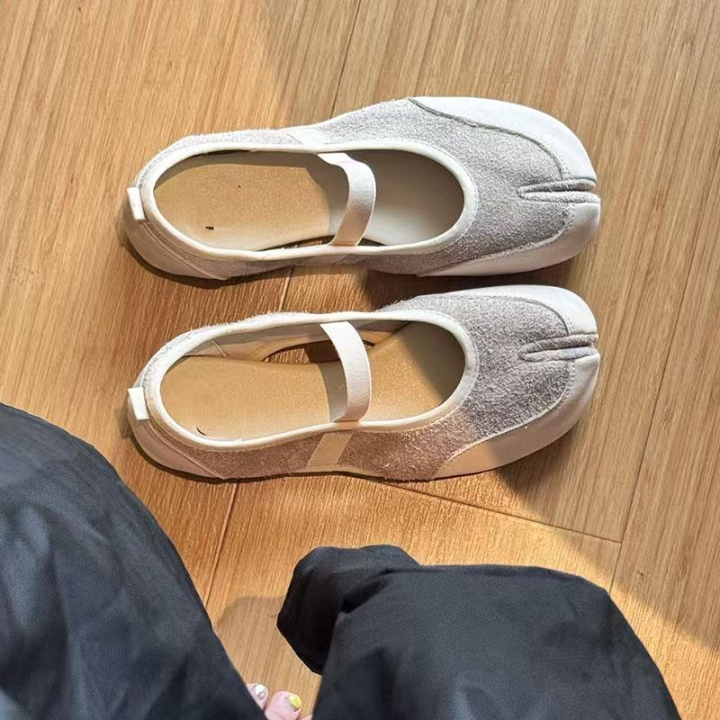 

Модные Новые Туфли-горошки с Раздельным Носком Женские 2025 Лоферы с Перекрестной Пряжкой Красные Повседневные Туфли Мэри Джейн Балетки Женские 35