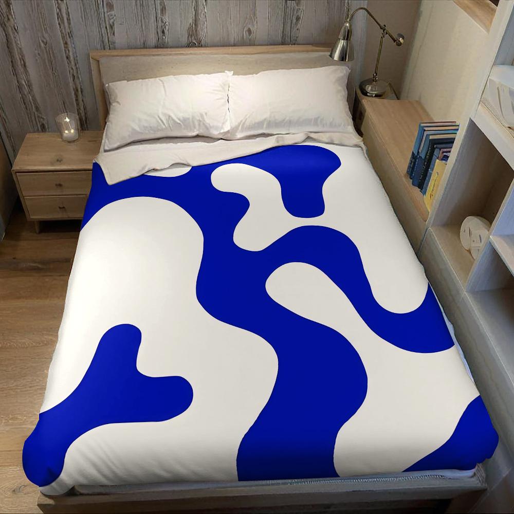 Blue Swirls Minimalist Flannel Blanket Warm Soft Halloween Christmas Couch Warm Cozy Decorative Decor Gift for All Season