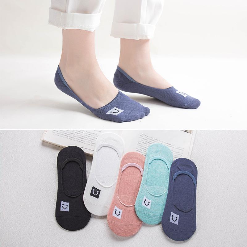 New 5Pairs Ladies Print Striped Women Invisible Footsies Shoe Liner Trainer E-girl Boat Socks Harajuku Kawaii Socks Size 36-41