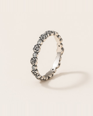 925 სტერლინგის ვერცხლის ელეგანტური ვარდის ყვავილის რგოლები ქალებისთვის მოკირწყლული მბზინავი ცირკონის წვეულების ბეჭედი სპეციალური სამკაული საჩუქარი მისთვის