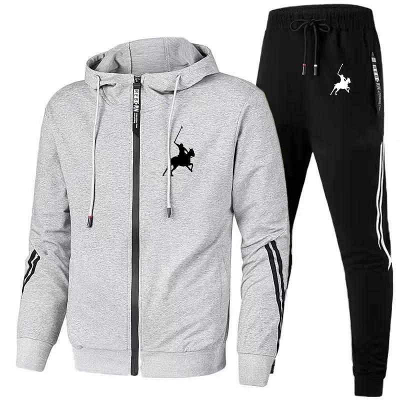 Men's Casual Zipper Hoodie Suits Luxury Print Outdoor Fitness Jogging Sports Suit Men's Casual Cloth Sweatpant Sets Tracksuit