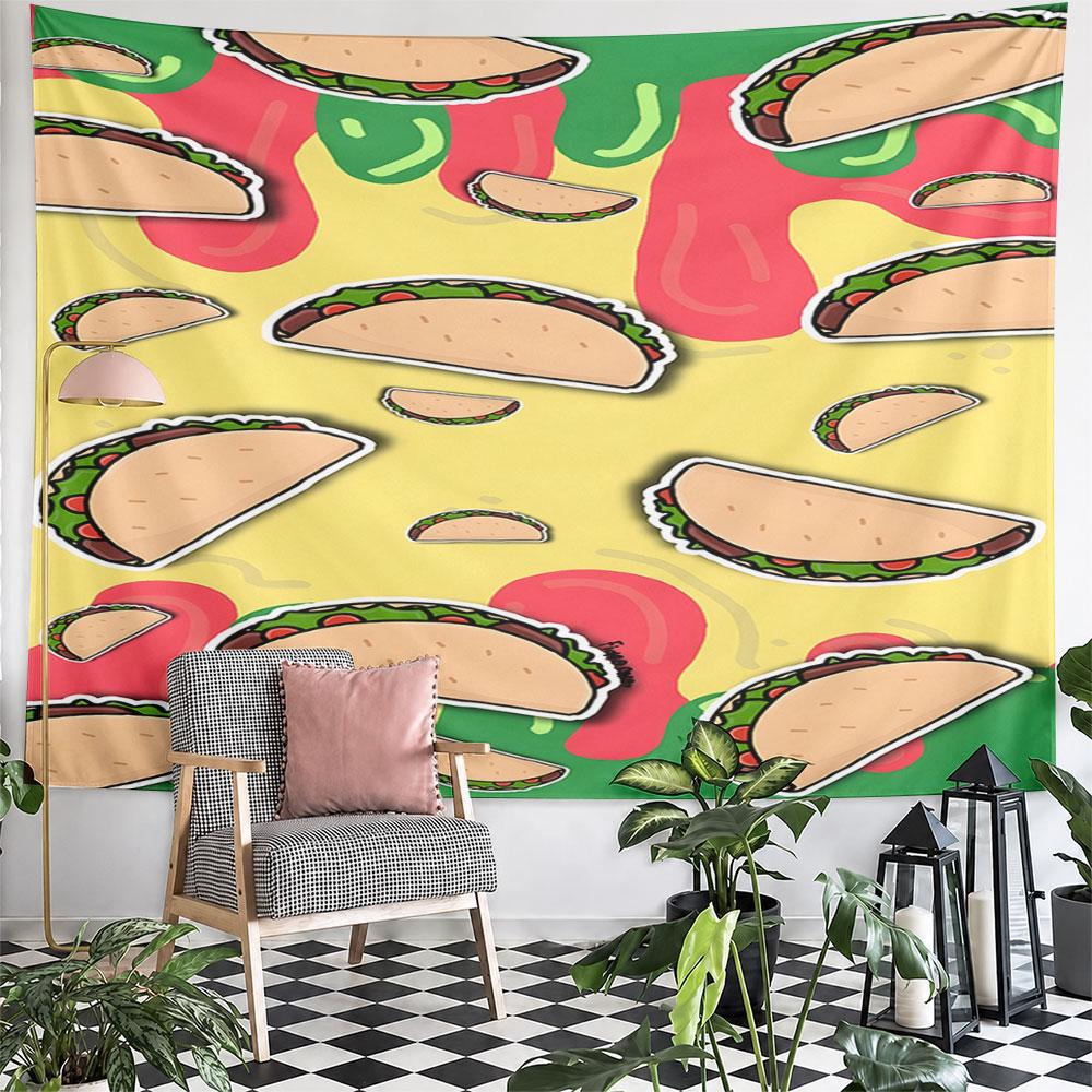 Colorful Taco Pattern Background Pattern Wall Hanging Tapestry Decorative Tapestry Home Decor for Bedroom and Living Room