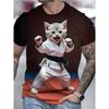 Summer Round Neck 3D Print Funny Cat Pattern Top Fashionable Casual Short Sleeved Men's T-shirts