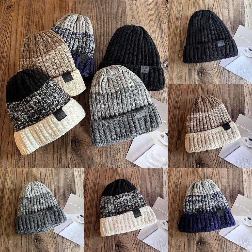 Color Fashionable Blocked Thick Warm Men Knitted Hat For Winter Wind Resistance