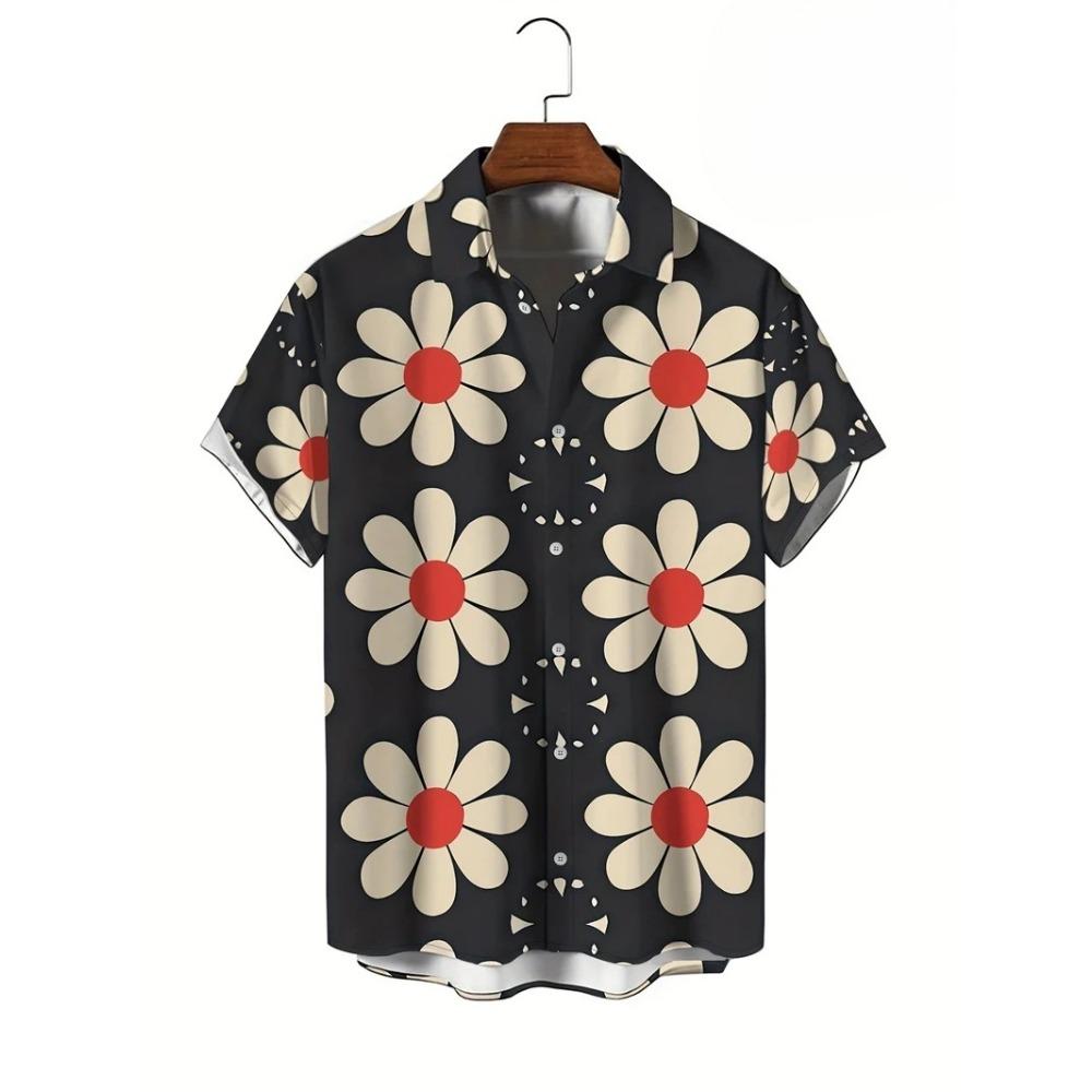 Floral Shirts Men's Hawaii Holiday Party Blouse 2025 Lapel Beach Shirt Flower Camisas Short-sleeved Womens Clothes