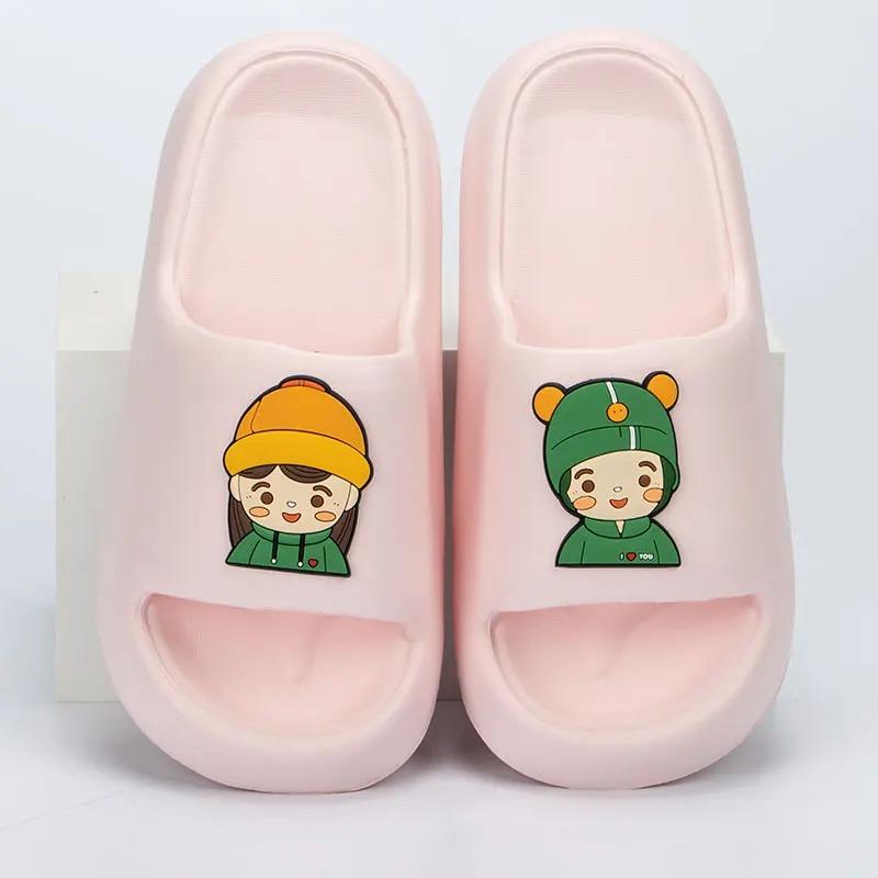 Fashion Fashion Cartoon Animation Couple Slippers 2024 Thick Bottom Cloud Slippers Women Comfortable Soft Sole Platform Sandals Woman