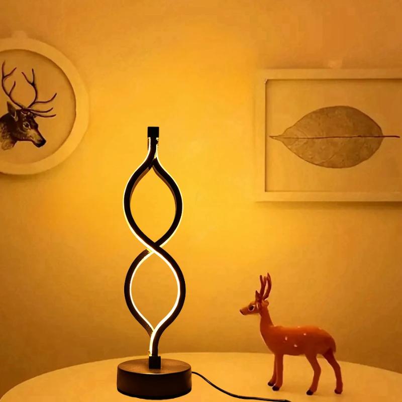 1Pc Creative Figure-eight Desk Lamp USB Three-tone Light Bedroom Desk Lamp