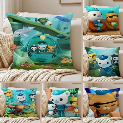 Cartoon Animation Cute The Octonauts Pillow Case Anti-dustmite Pillowcase Invisible Zipper Silky Short Plush Sofa Cushion Cover