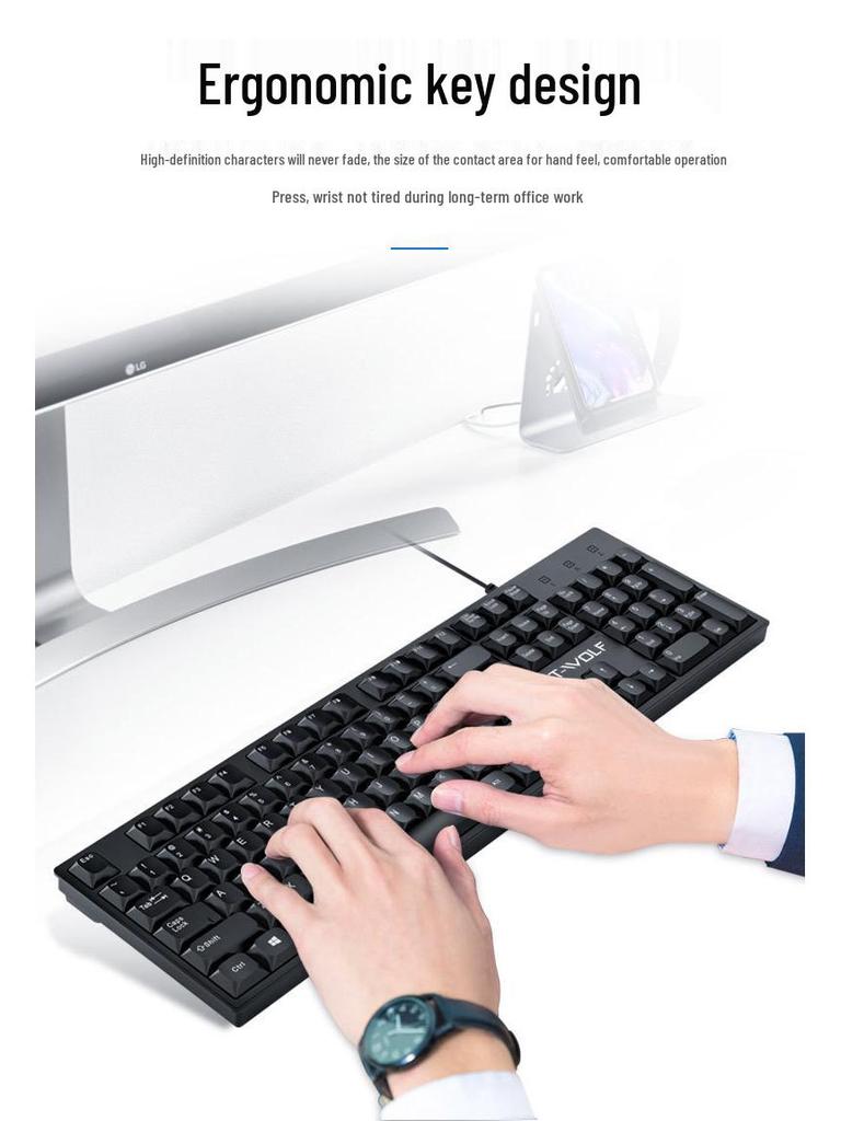 Teclado USB con Cable T-WOLF T15 para Oficina, Portátil y Escritorio