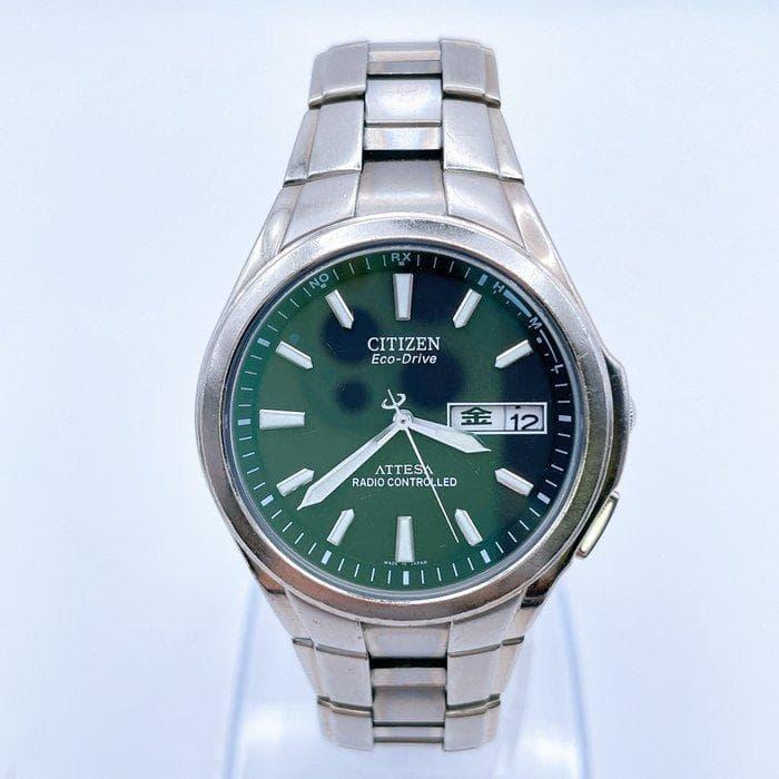 Used Working Item, Citizen Wristwatch, Black Dial, Eco-Drive, Radio-Controlled, Beautiful Condition