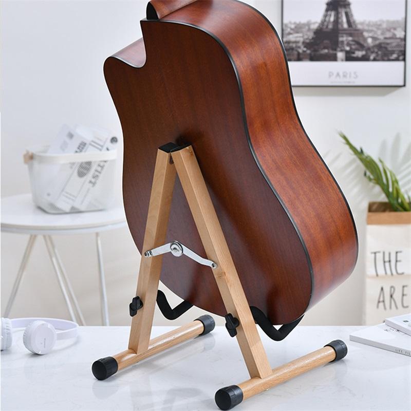 Guitar Stand Wooden Folding Floor Standing Vertical Household Bass Storage Display Holder Rack Light Wood Color