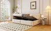 Letto imbottito 90x200 divano letto, velluto, contenitore idraulico, testiera alta, schienale intercambiabile, adatto per bambini e adulti, beige