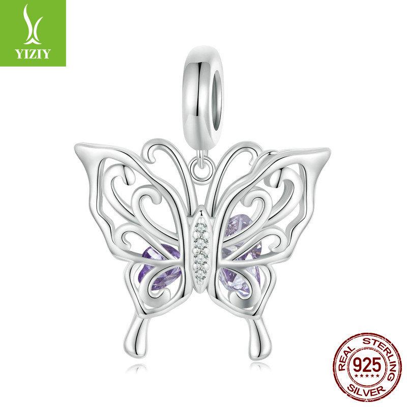 S925 Sterling Silver Butterfly Series Pendant Jewelry Accessories, Mori Girl Heart Diy Bead Partition
