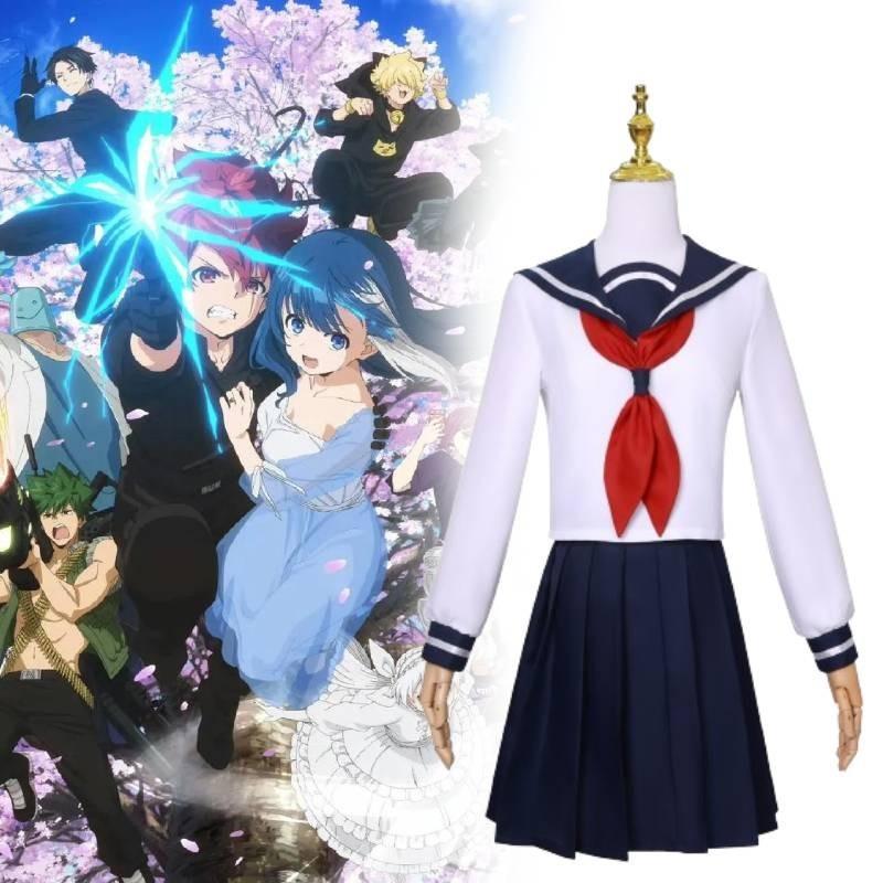 Stylish Night Sakura Rokumi Cosplay Outfit Deep Blue Polyester Fabric For Anime Lovers