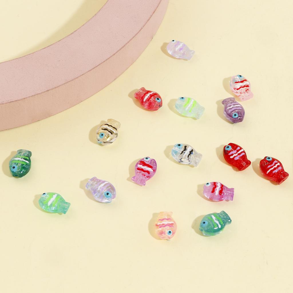 5 PCs Lampwork Glass Beads Ocean Jewelry Beads For DIY Charm Jewelry Making Fish Animal Multicolor AB Rainbow Color  14mm X 10mm