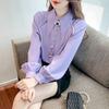 Spring Autumn Commute Elegant Lapel Shirt Women's Clothing Solid Color Fashion Beading Diamonds Korean Single-breasted Blouse
