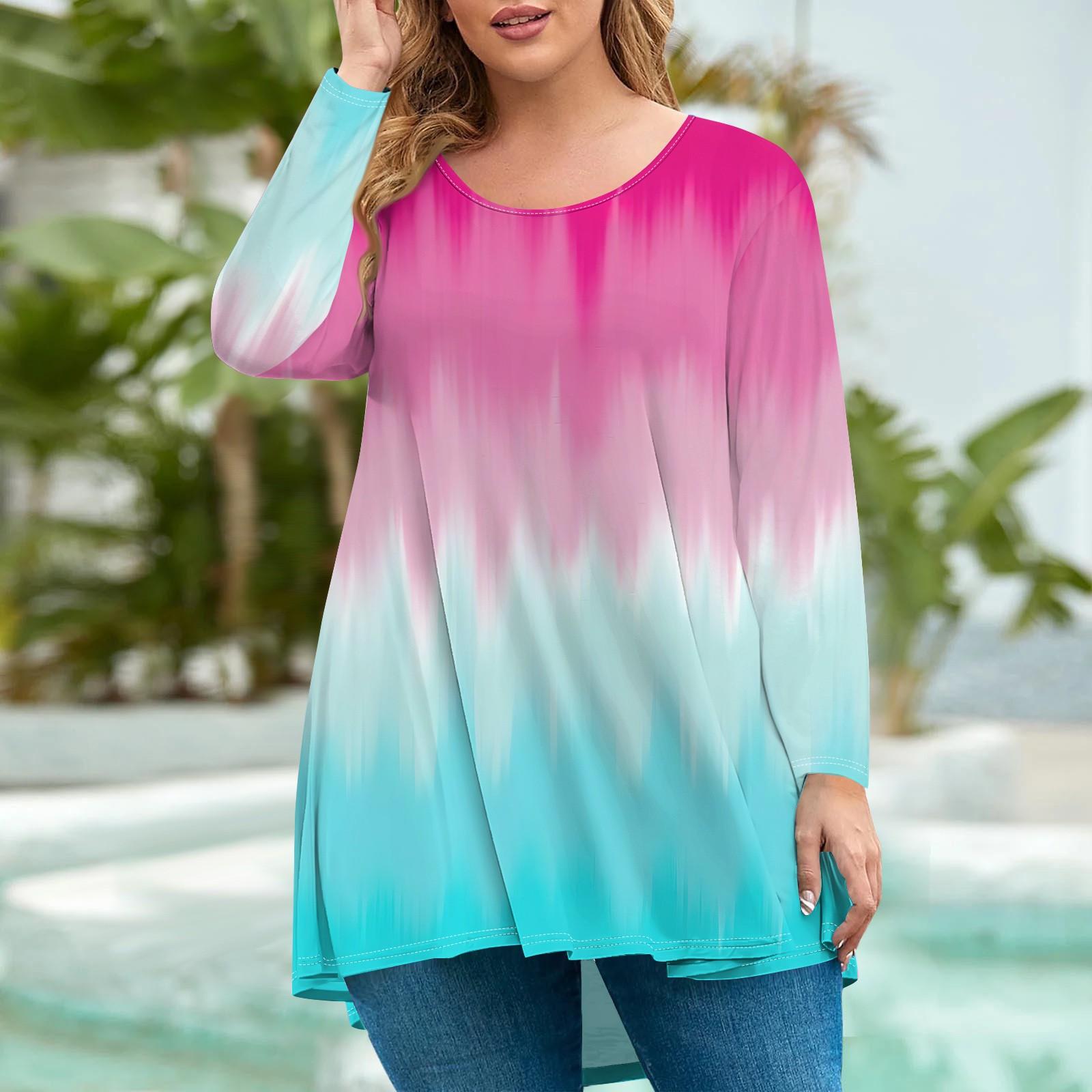 

Жіночий модний вільний пуловер великого розміру з круглим вирізом і довгими рукавами XXXXL