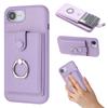 For iPhone 16e Case with Ring Kickstand Drawing Type Card Slots Leather Back Cover