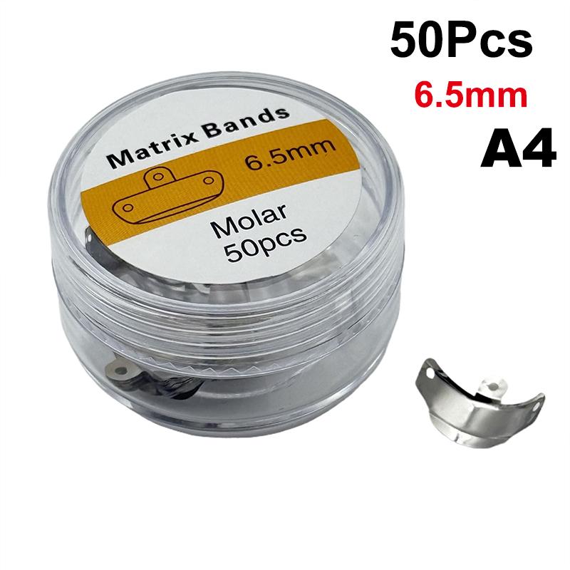 50Pcs/Box Dental Matrix Bands Sectional Metal Matrices Matrix 3.5/4.5/5.5/6.5Mm Size Teeth Replacement Dentist Tools