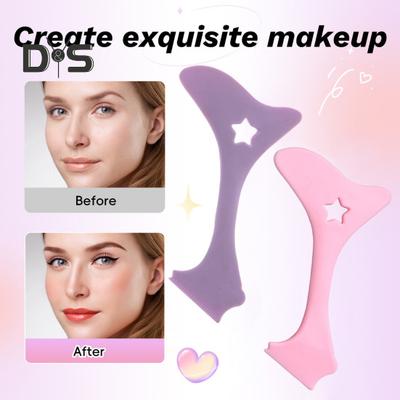 Wielofunkcyjne Silikonowe Narzędzie Szablon do Eyelinera Wielokrotnego Użytku Asystent do Rysowania Eyelinera dla Początkujących 2 w 1 Narzędzie do Aplikacji Kremu do Makijażu Twarzy Przewodnik do Eyelinera