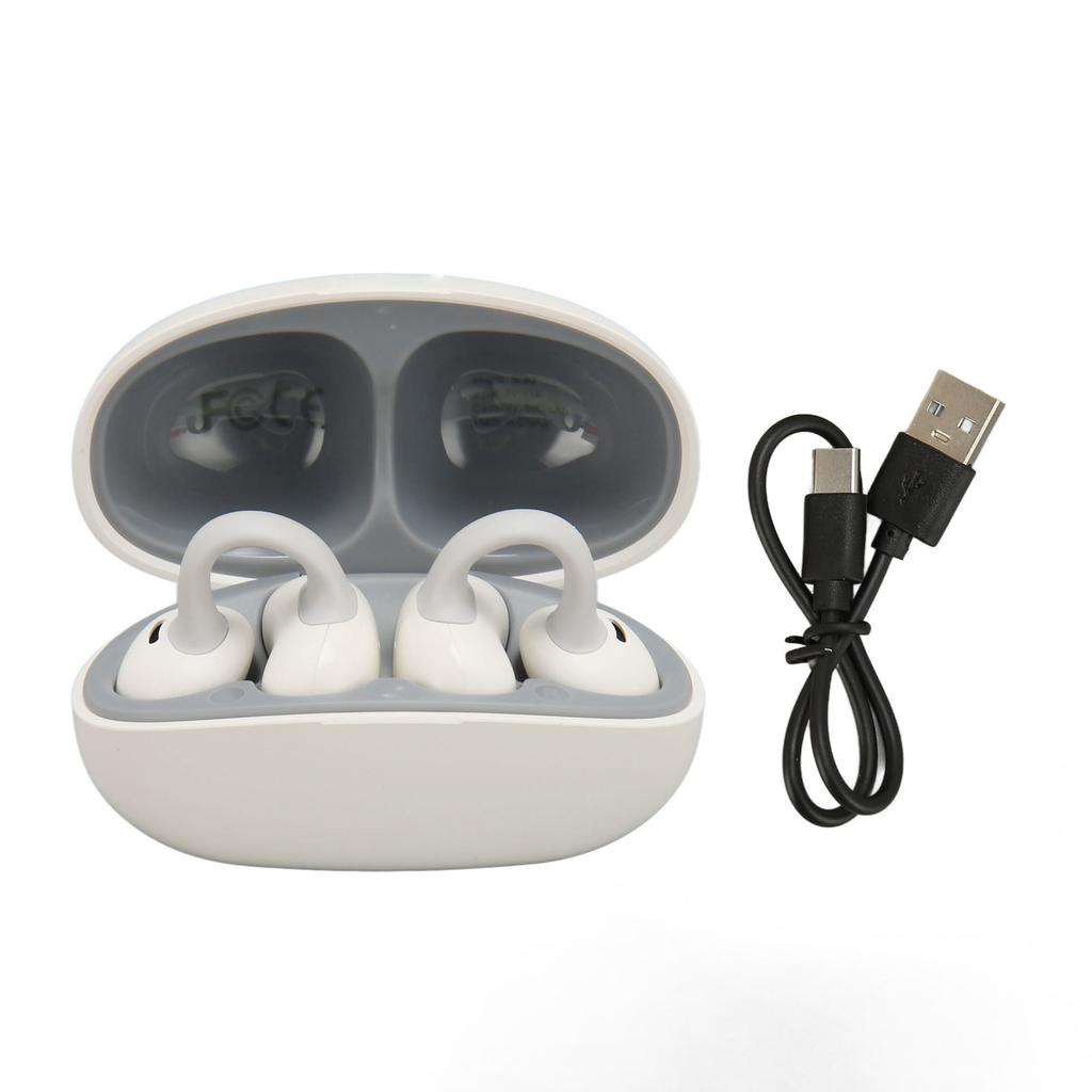 Ear Clip Bluetooth Earbuds HiFi Stereo Noise Canceling 55H Playtime Wireless Clip On Earphone for Sports Travel Gym