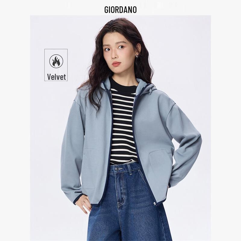 Giordano Women's Plus Velvet Hooded Cardigan