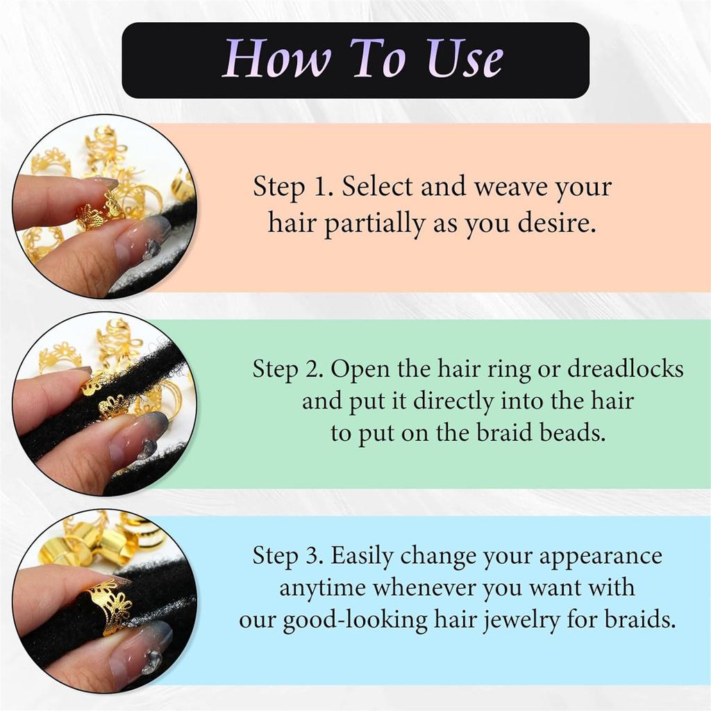 Golden Ethnic Hair Beads Loose Coil Hair Jewelry For Braid Hair Rings Dreadlock Bead Braid Rings Hair Clip Braid Clip