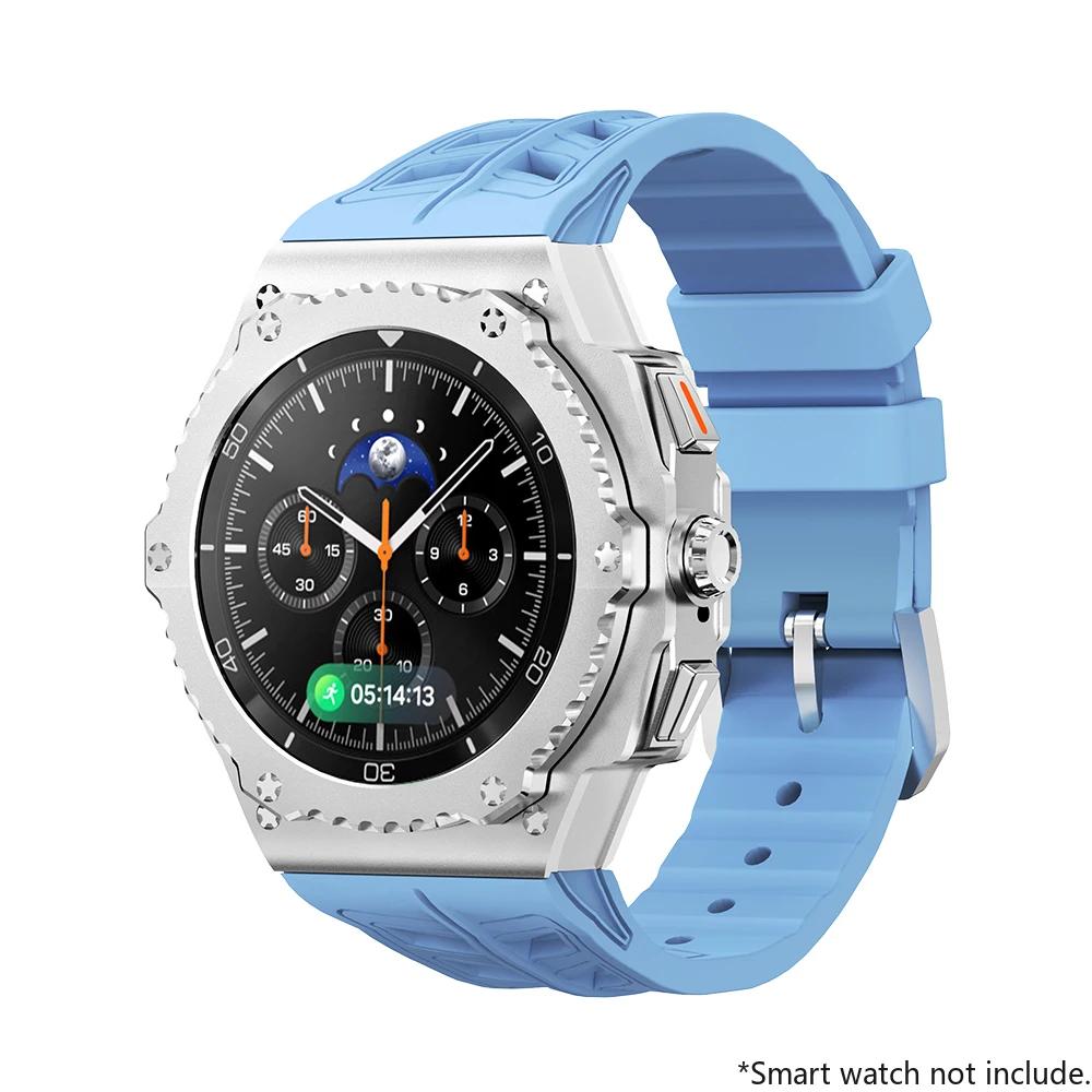 Luxury Alloy Modification Kit For Samsung Watch 8 Classic 46mm Metal Case Rubber Band For Galaxy Watch 8 Classic Kit Accessories