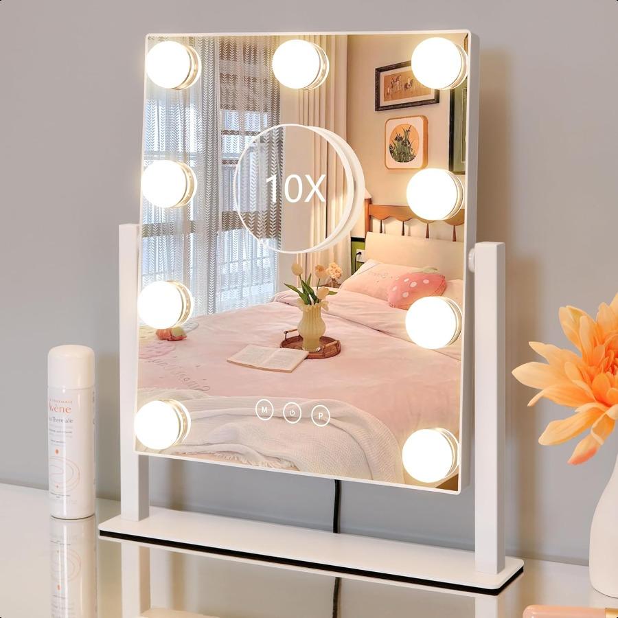 Vanity Mirror with LightsLighted Vanity Mirror with 9 Dimmable Bulbs for Dring Room Bedroom 3 Color Lighting Modes Detachable 1