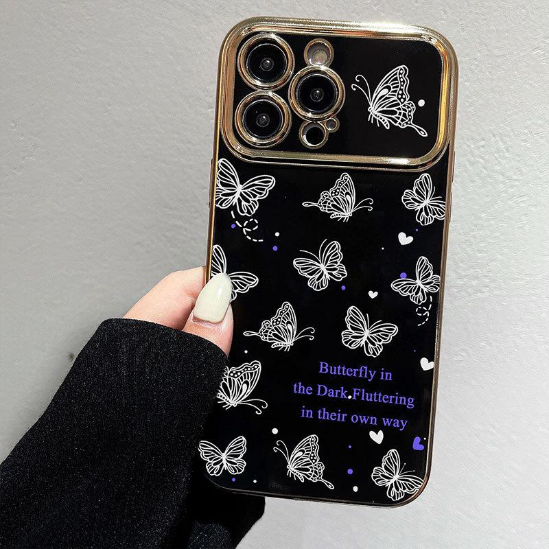 Large Windows Suitable for Apple 15PROMAX 13 Protective Case Big Butterfly Black Soft Shell IPhoneXSMAX Mobile Phone Case