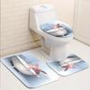 4st söta grismönster vattentät duschdraperiset med 12 krokar och halkfri badrumsmatta - komplett badrumsinredning