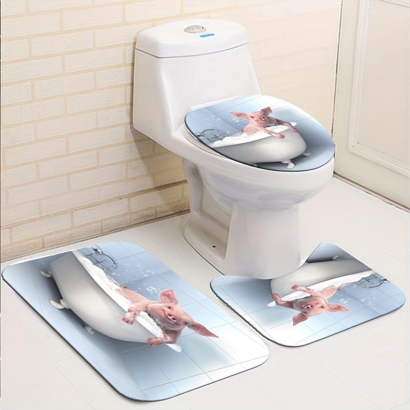 4st söta grismönster vattentät duschdraperiset med 12 krokar och halkfri badrumsmatta - komplett badrumsinredning