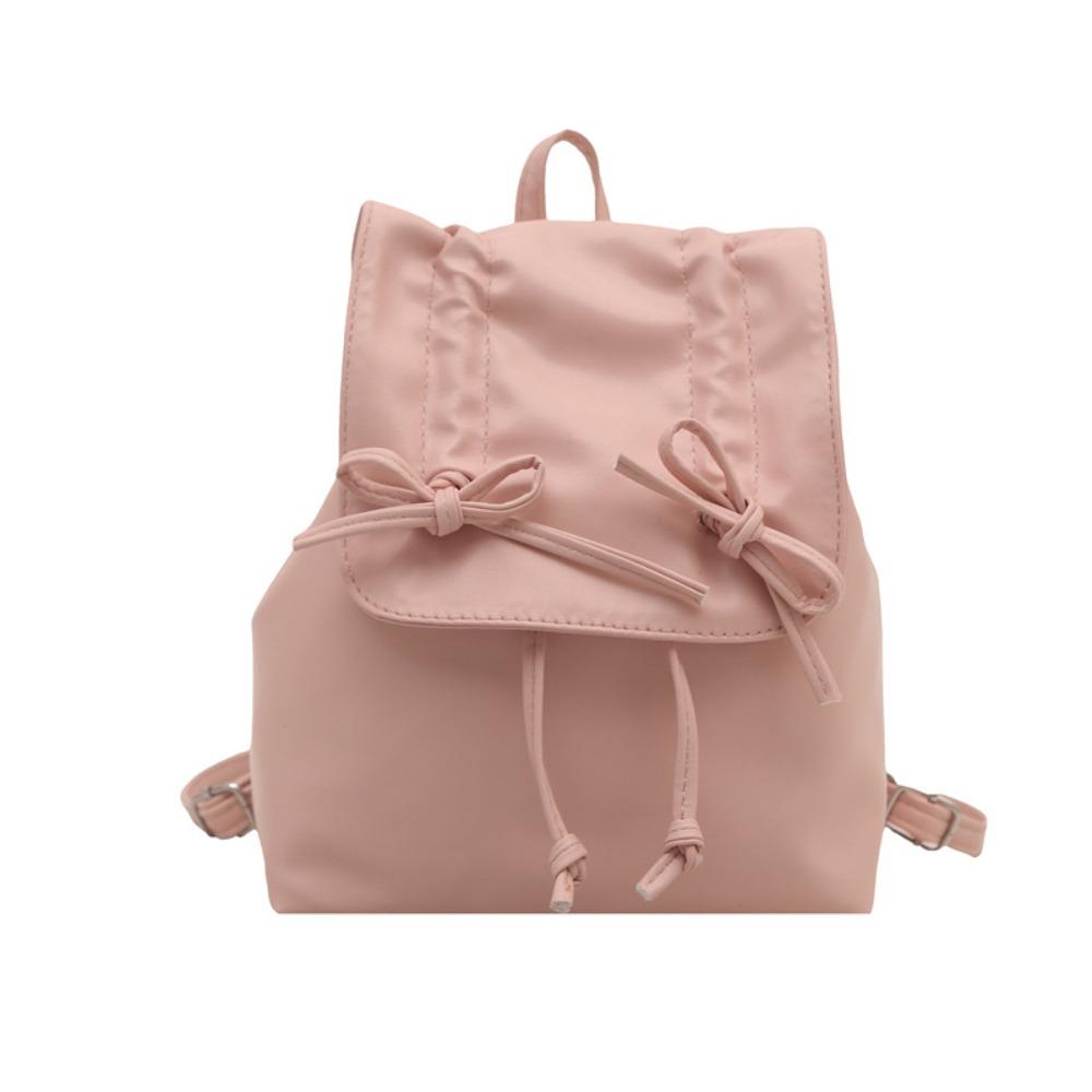 

Рюкзак Y2k из искусственной кожи, завязка, студенческая школьная сумка, милый рюкзак с бантом, женский розовый