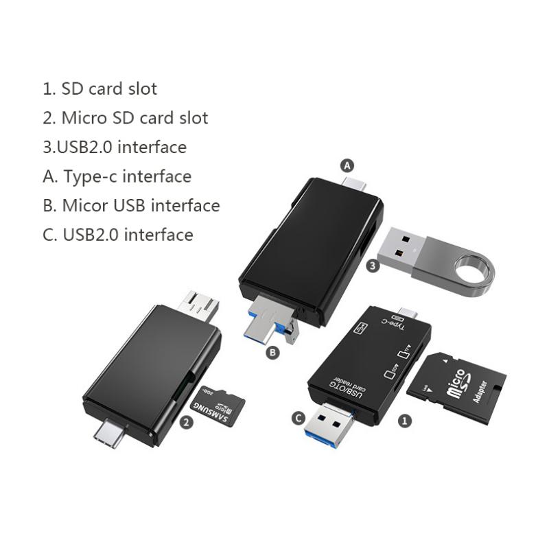 Tf Sd Card  Reader Memory Card Portable Usb2.0 Type C Adapter Multi-function Card Reader